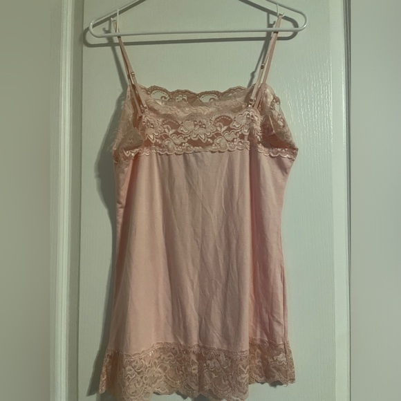 Vintage V.1 Couture Y2K Pink Lace Trim Cami Tank Size XL Cottage Whimsy Basic - Picture 2 of 7